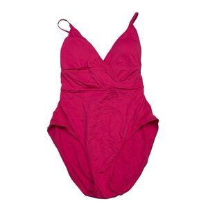 Anne Cole Swimsuit‎ Womens 16 Hot Pink Retro Braid Wrap Maillot One Piece Resort